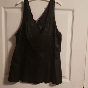 Pleather peplum black top
